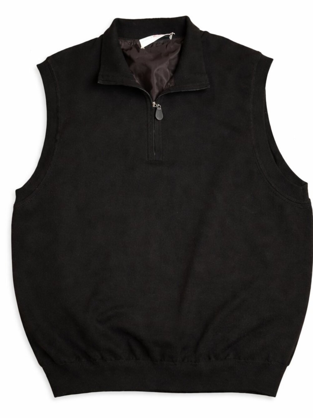Fairway & Greene Wool Golf Vest Men’s L Black 1/4 Zip Lightweight Lined EUC